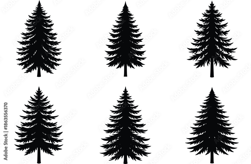 Obraz premium Vector silhouette of tree on white background.