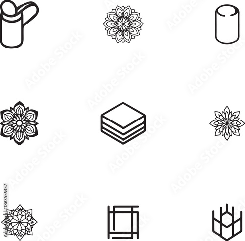 Abstract Geometric Line Icons for Technology and System Design