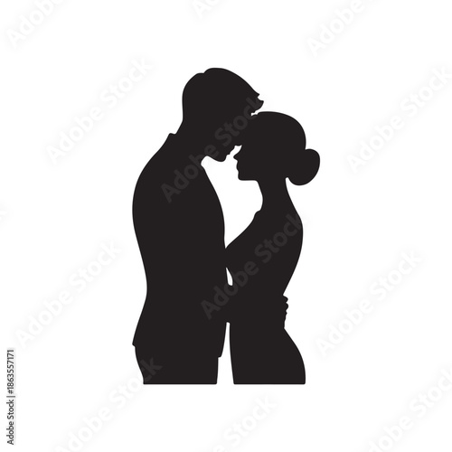 Couple silhouette black color design, solid white background (3).eps