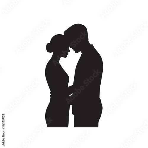 Couple silhouette black color design, solid white background (5).eps