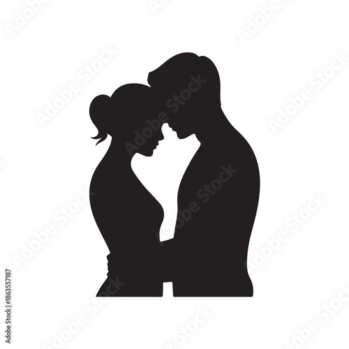 Couple silhouette black color design, solid white background (6).eps