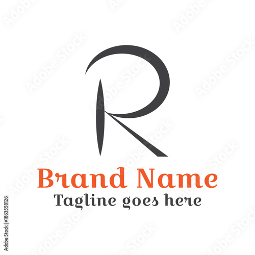 Letter R logo. Fully vector file. CMYK color mode. Easy to download.