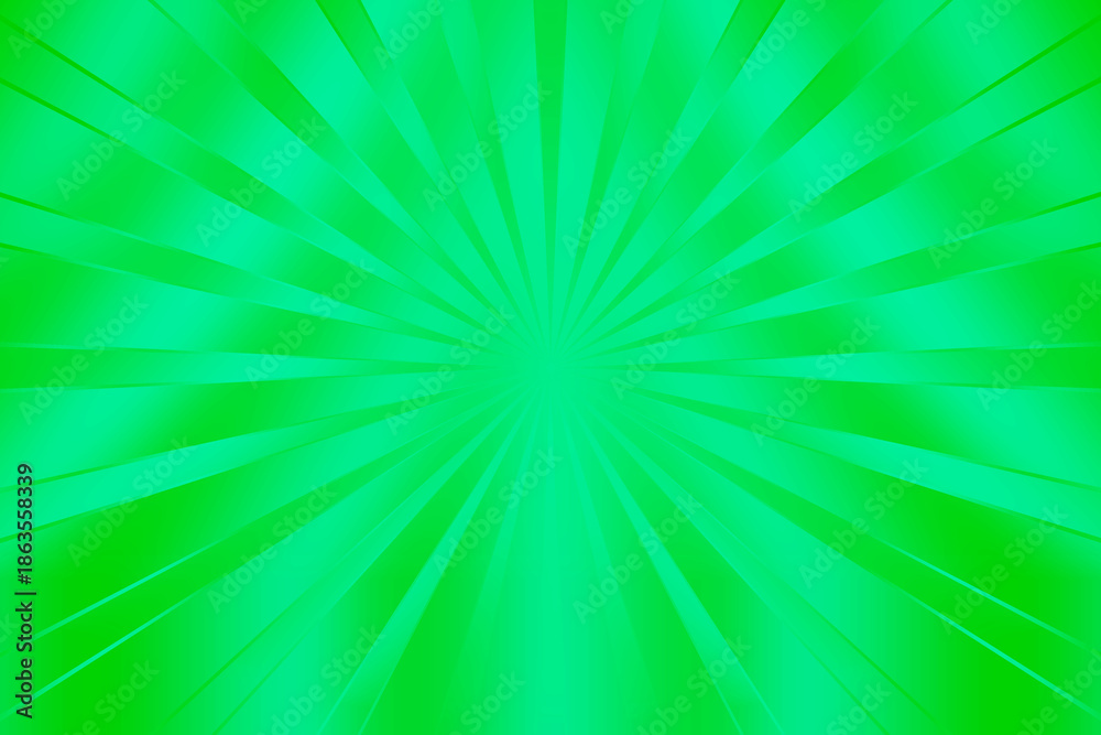 Fototapeta premium Bright green burst background with radial lines creating a dynamic effect illustration