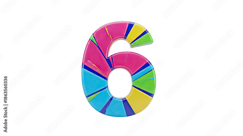 Fototapeta premium Number 6 with Colorful Slices