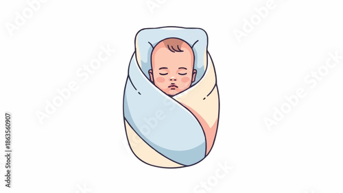 Newborn baby peacefully sleeping wrapped in a soft blanket.
