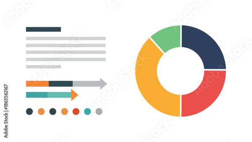 Donut chart and infographic elements for business data visualization