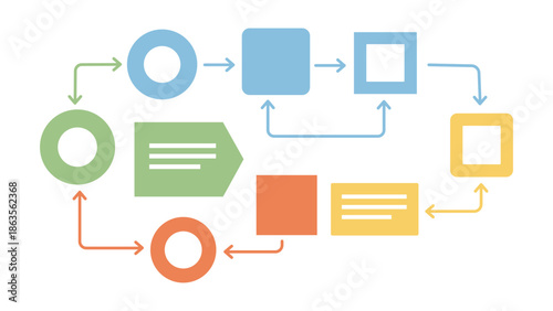 Flowchart illustrating a process with various shapes and connections