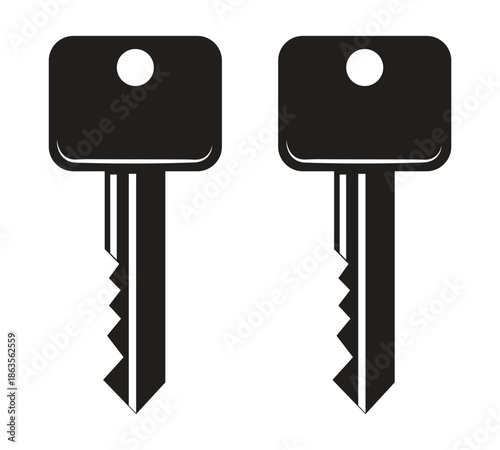 Door key icons isolated for locksmith services real estate security systems home ownership and property management