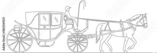 Vintage horse drawn carriage with driver