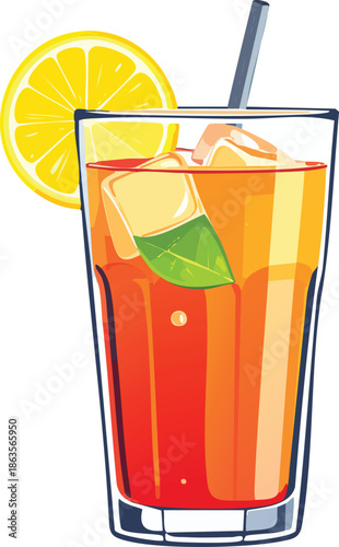 cocktail with ice and lemon