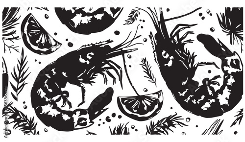 sea creature silhouettes, ocean life illustration, marine animal doodles, underwater wildlife art, nautical creature design, black sea animals, aquatic illustration set, hand drawn ocean art, coastal 