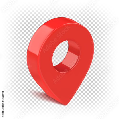 3D red navigator sign in isometric projection. GPS and MAP logo. Vector illustration.