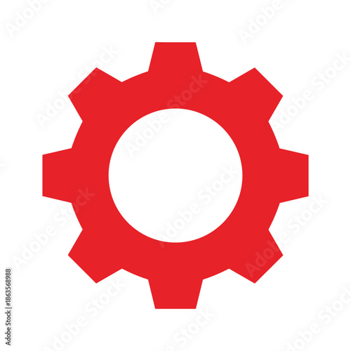 Red Gear Icon Vector Illustration