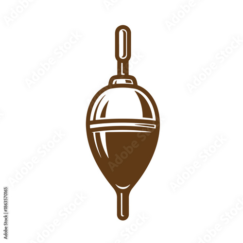 Brown fishing float illustration on white background  fishing equipment and tackle  sea fishing gear
