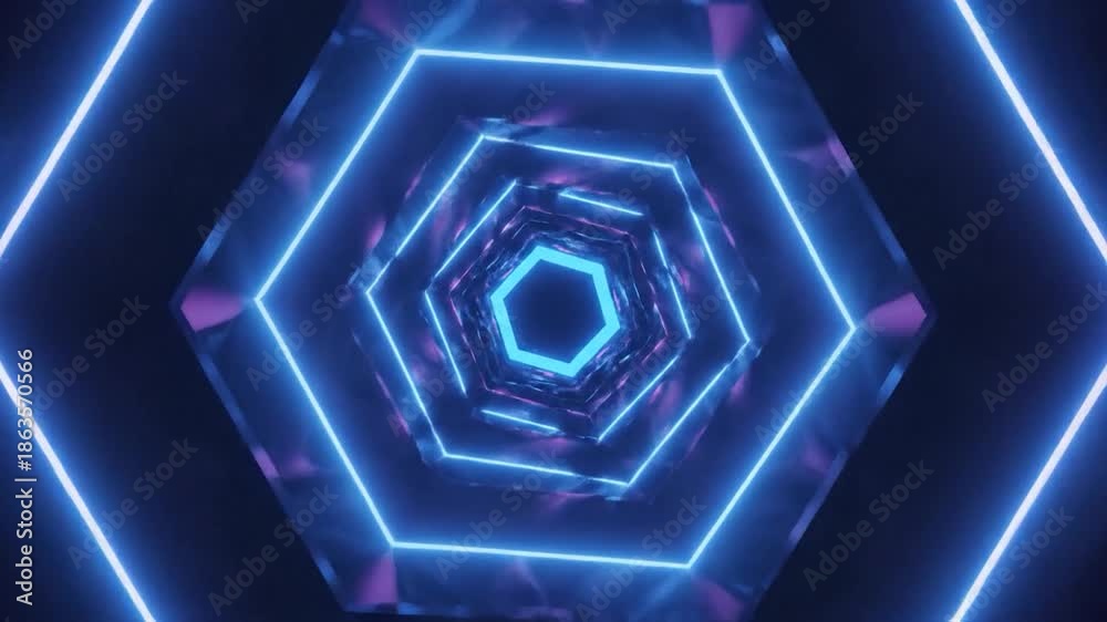 custom made wallpaper toronto digitalblue neon hexagon tunnel background abstract.