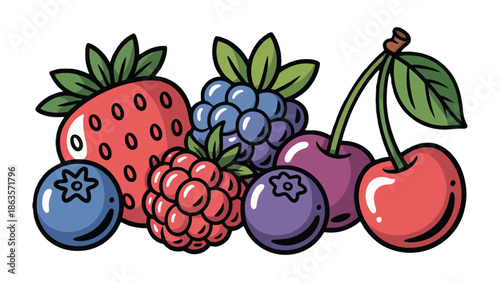 Burst of Berry Delights: A vibrant assortment of succulent berries, each bursting with natural sweetness and color, tantalizes the eye and evokes the taste of pure, fruity enjoyment.