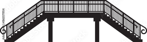 footbridge or overpass silhouette vector black on a white background