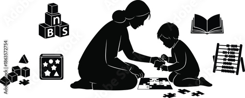 Happy mother's day family bonding activities with mother and child playing together