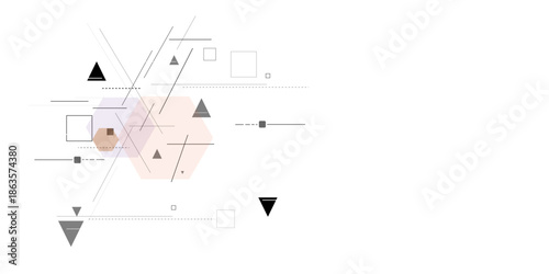 Abstract geometric vector design featuring black triangles with dots and line. Futuristic science and technology wallpaper