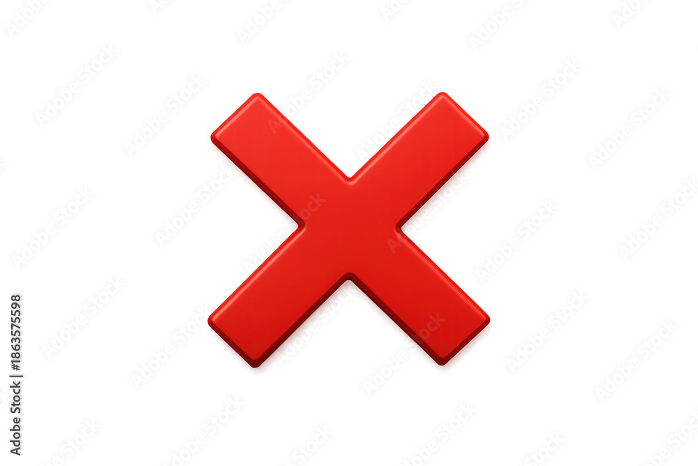 Obraz premium Red x mark 3d symbol representing error, delete, wrong, or a negative choice, isolated on transparent background