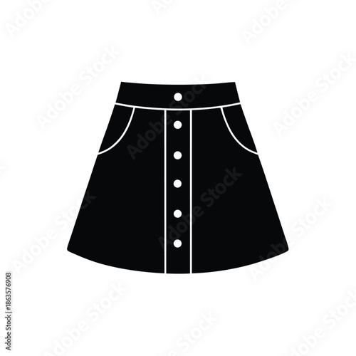 Denim Mini Skirt With Button Front Vector Illustration