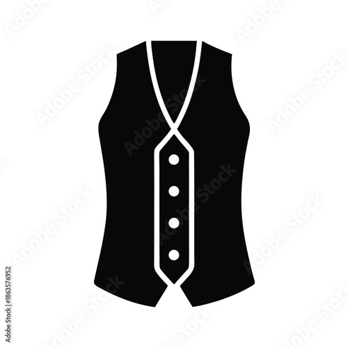 Fitted Vest With Button Front Vector Illustration