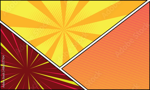 Vintage Comic Book Background. Superhero Poster with Halftone Element