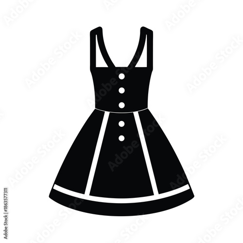 Pinafore Skirt With Button Straps Vector Illustration