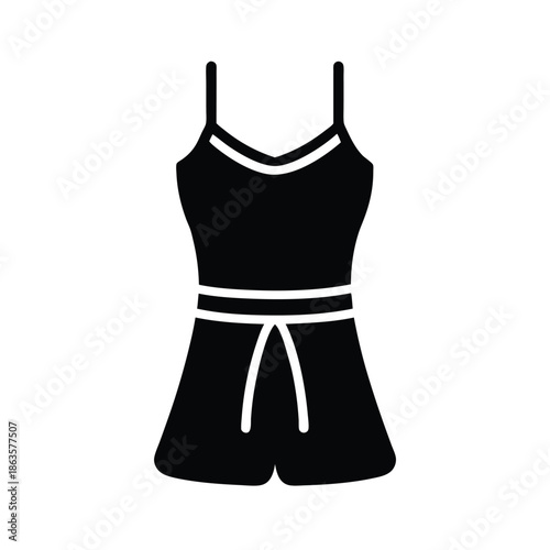 Spaghetti Strap Romper With Waist Tie Vector Illustration