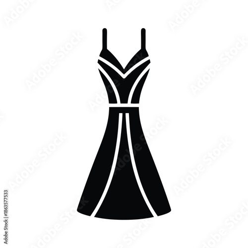 Split Hem Dress With Spaghetti Straps Vector Illustration