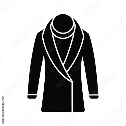 Wrap Coat With Shawl Collar Vector Illustration
