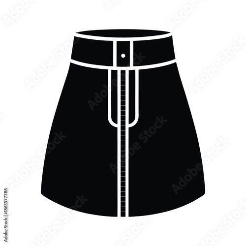 Zippered Mini Skirt With Front Pocket Vector Illustration