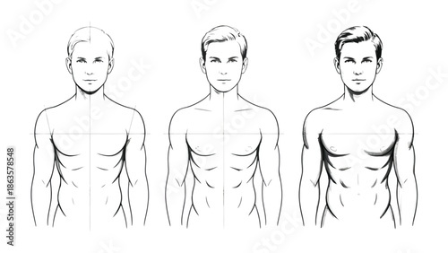 Men's Body Outline: A clean, minimalist outline showcasing the form and physique of the male body, highlighting the subtle contours and lines.