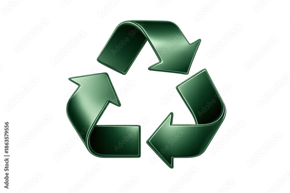 Obraz premium Green recycling symbol illustrating the concepts of waste reduction, reuse, and environmental conservation. Transparent background