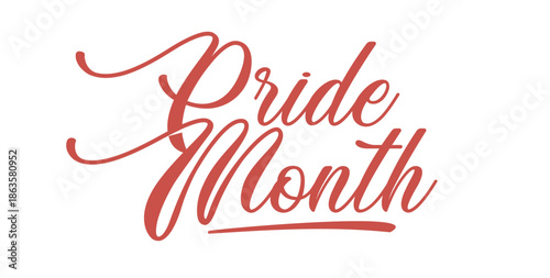 Elegant Script Pride Month Typography on White Background.