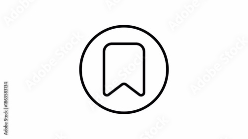 Bookmark Icon in circle Animation Drawing Effect 4K Transparent Background