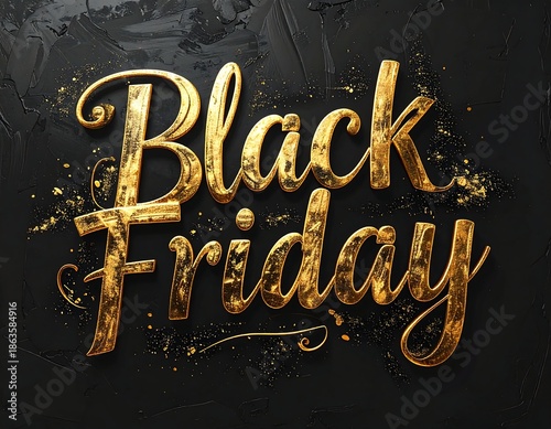 Wallpaper Mural Ornate gold lettering on a textured black background Torontodigital.ca