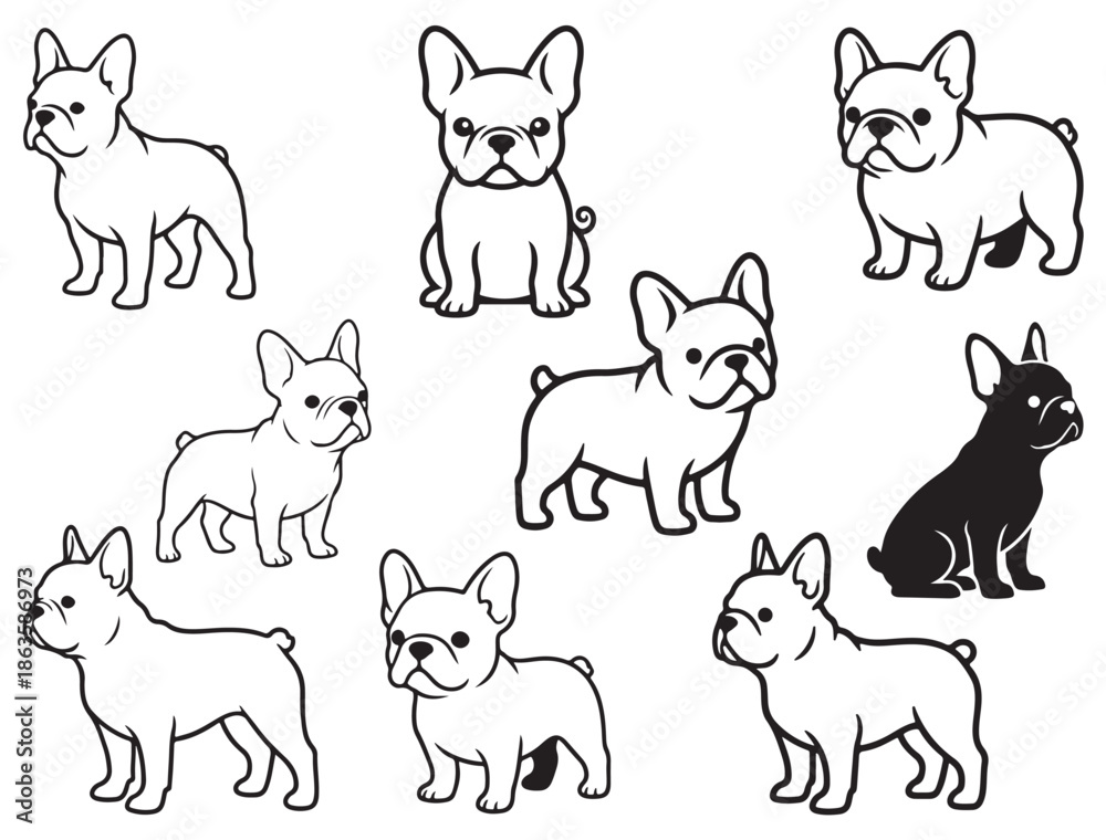 Obraz premium CUTE FRENCH BULLDOG SILHOUETTE