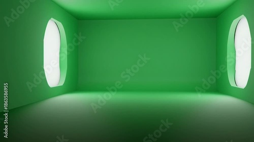 Empty green studio background with soft lighting - perfect for chroma keying.