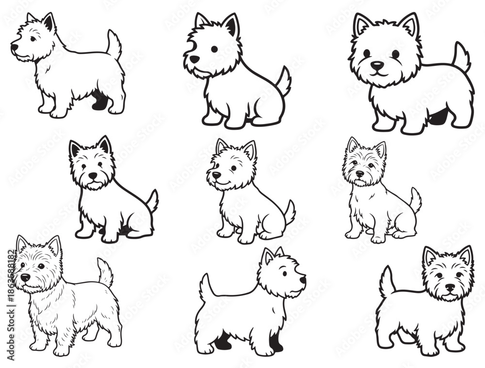 Obraz premium CUTE SIMPLE WEST HIGHLAND DOG SILHOUETTE