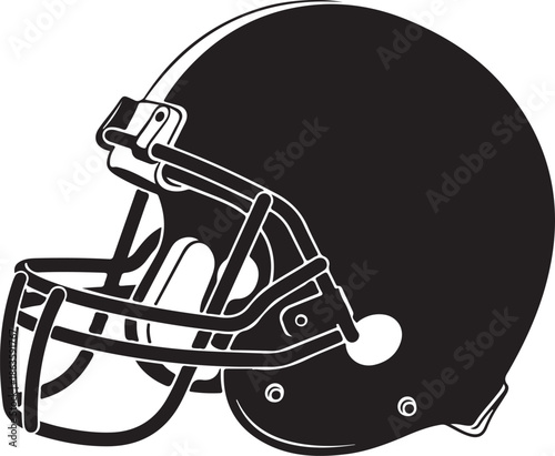 Side view silhouette of a professional American football helmet, protective sports equipment illustration. , Generative Ai