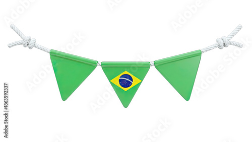 Brazilian Flag Bunting on Rope