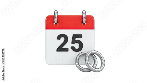 Calendar with 25 and Wedding Rings