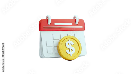 Calendar with Dollar Coin Icon