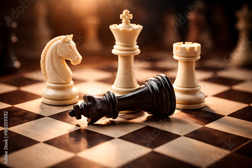 Checkmate Triumph - A checkmate position in a game of chess, symbolizing victory.