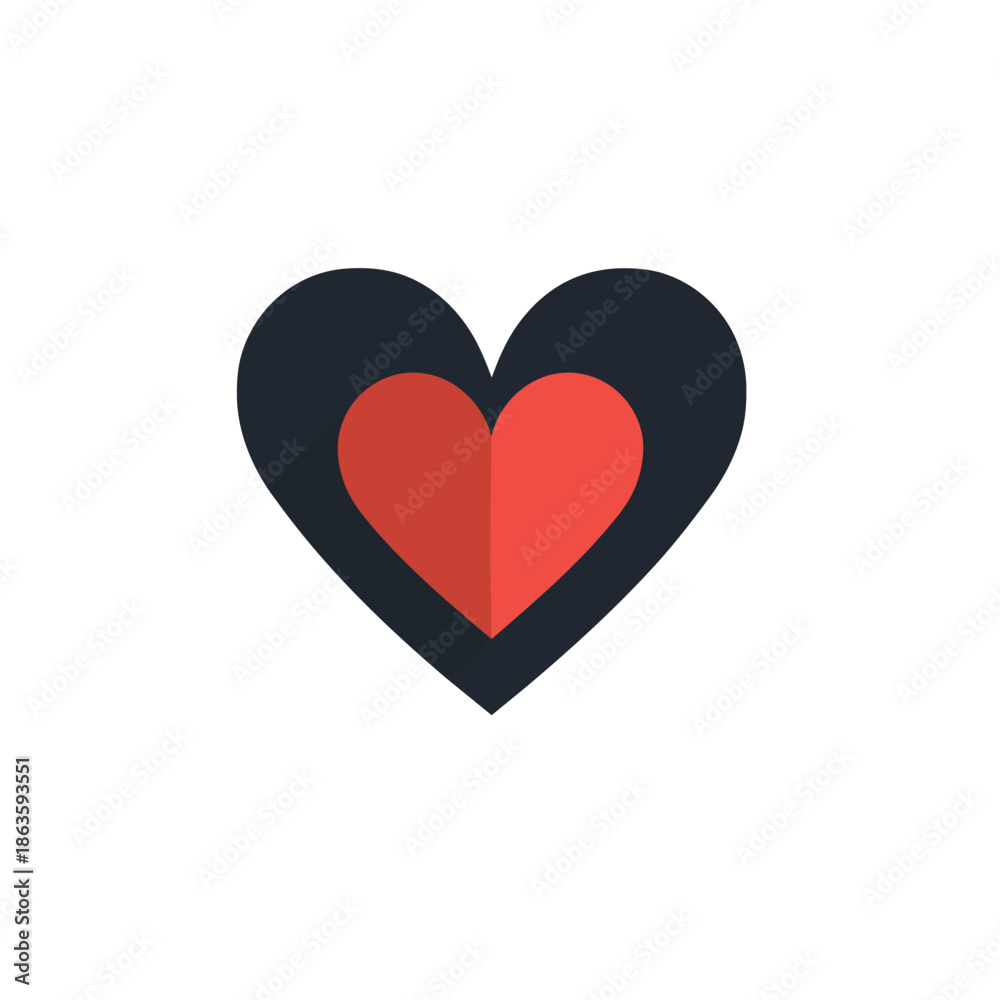 Fototapeta premium Premium Transparent Modern Double Heart Black Red Icon EPS
