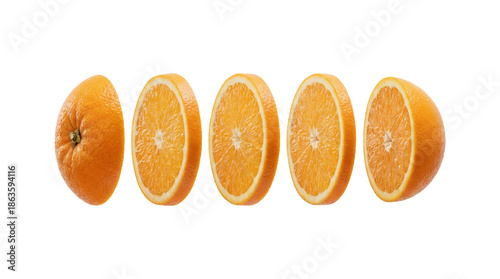 floating orange slice isolated on transparent background