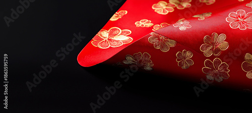 Red envelope gold floral chinese new year flower pattern lunar