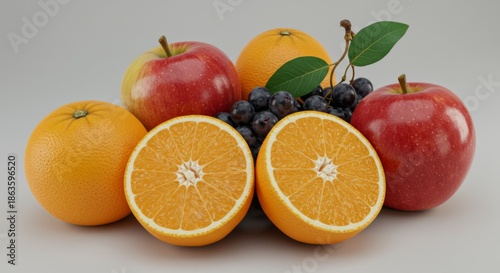 Red Apples Oranges and Grapes Still Life Photography