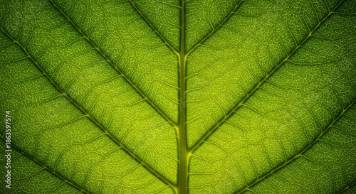Close-Up of a Green Leaf Showing Detailed Veins and Texture